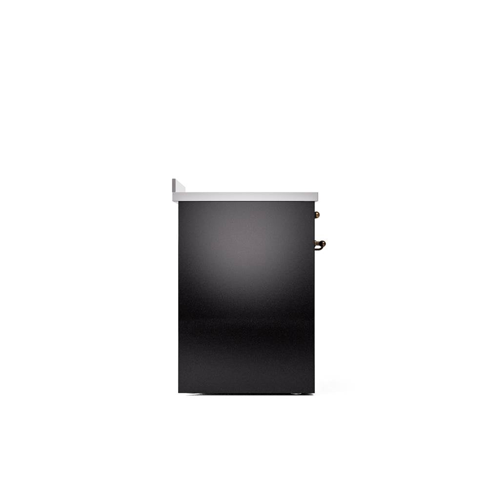 30'' Nostalgie II Series Freestanding Electric Induction Range - Glossy Black - Bronze trim