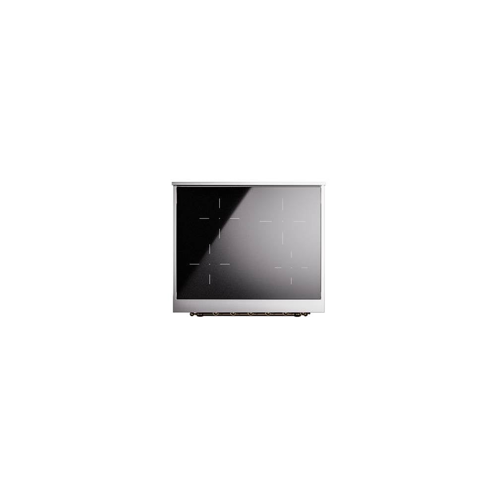 30'' Nostalgie II Series Freestanding Electric Induction Range - Glossy Black - Bronze trim