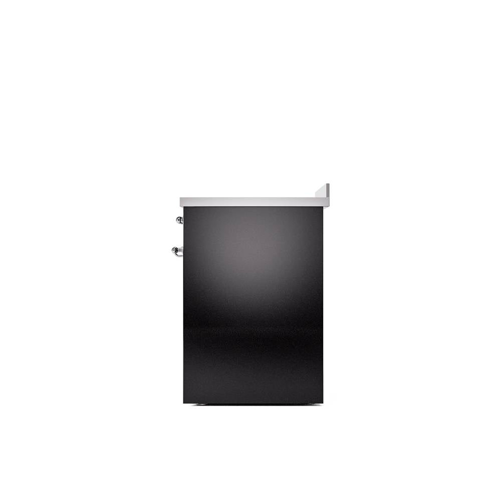 30'' Nostalgie II Series Freestanding Electric Induction Range - Glossy Black - Bronze trim