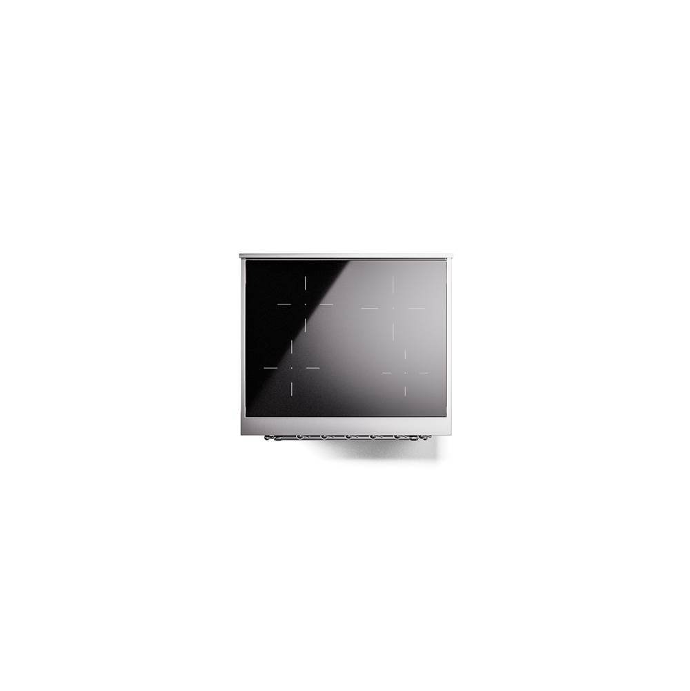 30'' Nostalgie II Series Freestanding Electric Induction Range - Glossy Black - Bronze trim