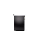 30'' Nostalgie II Series Freestanding Electric Induction Range - Glossy Black - Bronze trim