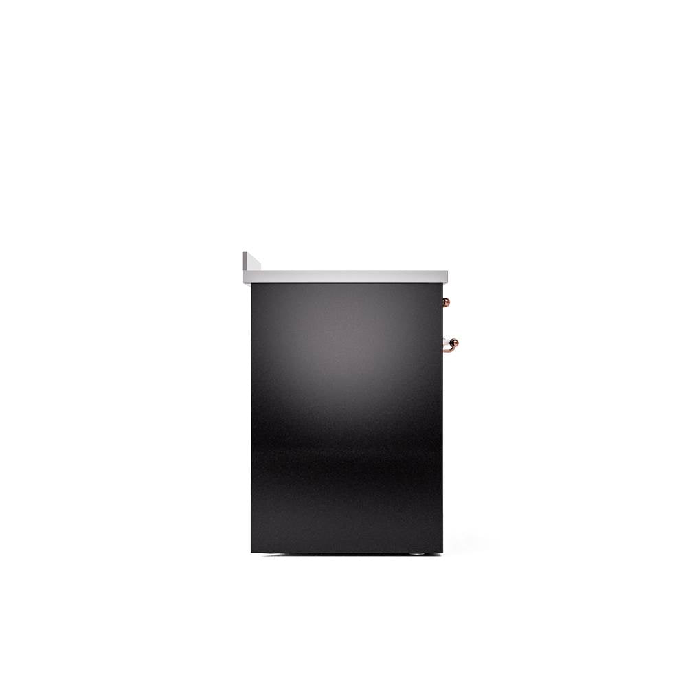 30'' Nostalgie II Series Freestanding Electric Induction Range - Glossy Black - Bronze trim