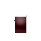 30'' Nostalgie II Series Freestanding Electric Induction Range - Burgundy - Bronze trim