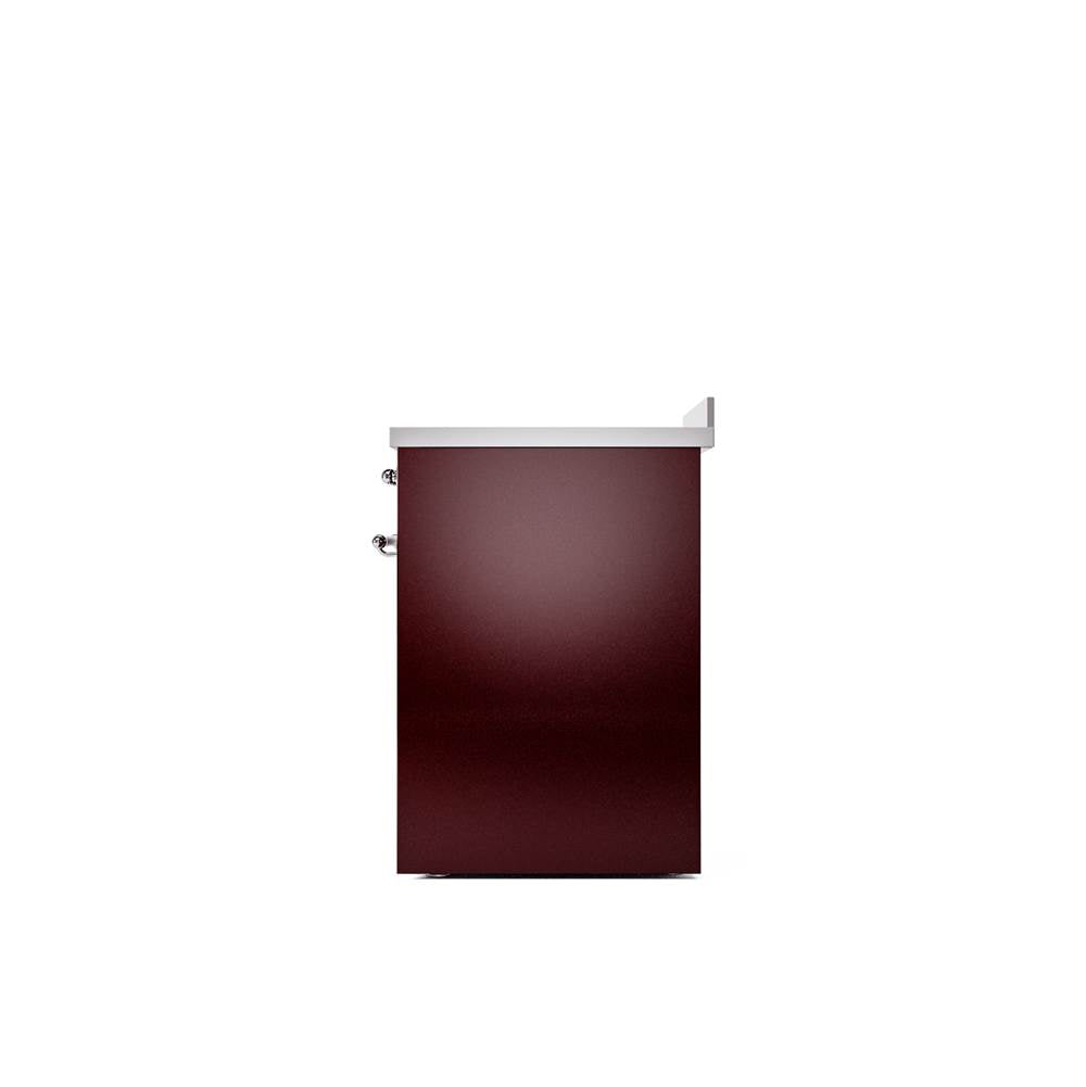 30'' Nostalgie II Series Freestanding Electric Induction Range - Burgundy - Bronze trim