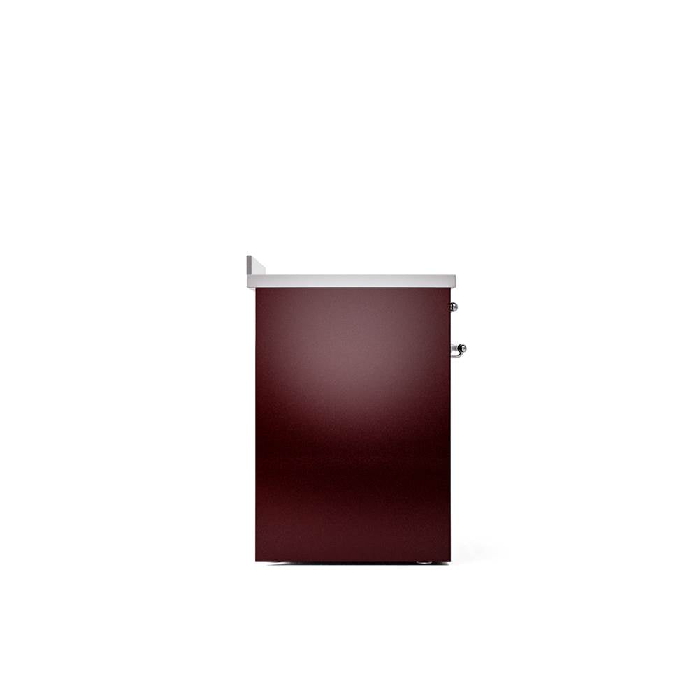 30'' Nostalgie II Series Freestanding Electric Induction Range - Burgundy - Bronze trim