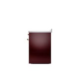 30'' Nostalgie II Series Freestanding Electric Induction Range - Burgundy - Bronze trim