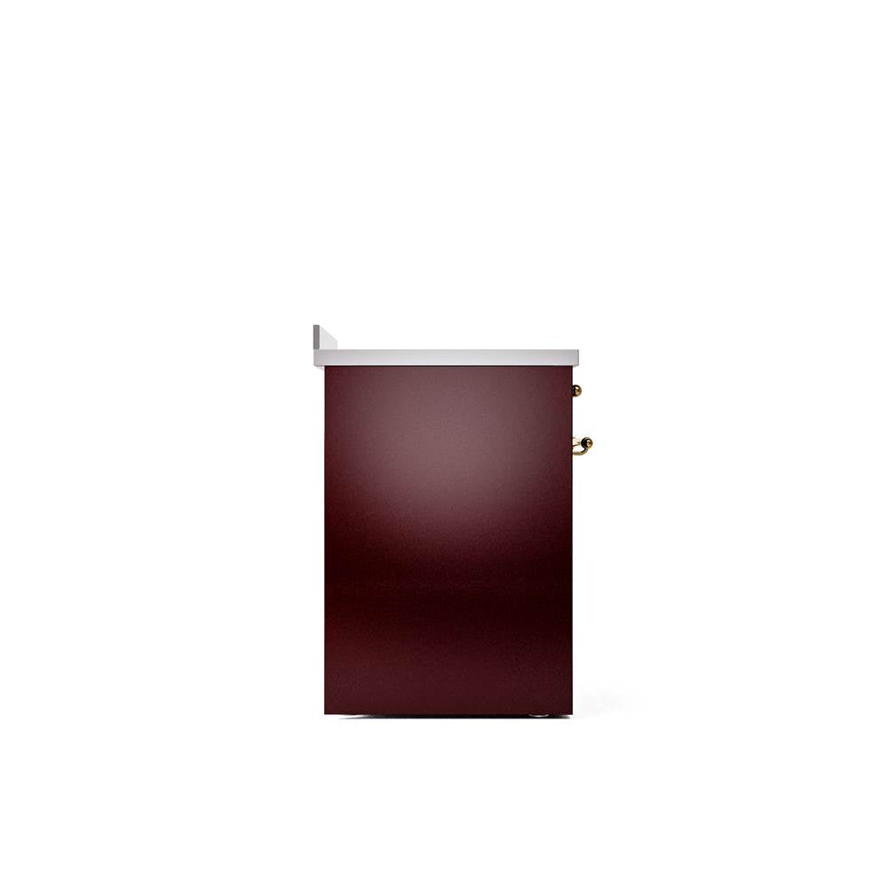 30'' Nostalgie II Series Freestanding Electric Induction Range - Burgundy - Bronze trim