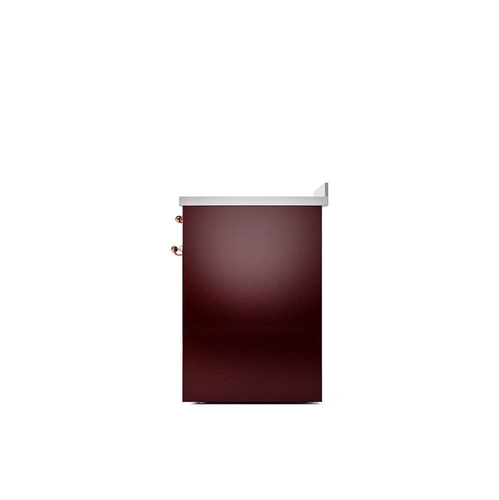 30'' Nostalgie II Series Freestanding Electric Induction Range - Burgundy - Copper trim