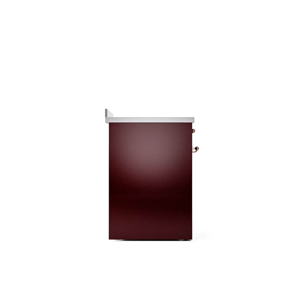 30'' Nostalgie II Series Freestanding Electric Induction Range - Burgundy - Copper trim
