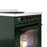 30'' Nostalgie II Series Freestanding Electric Induction Range - Emerald Green - Bronze trim