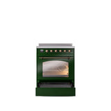 30'' Nostalgie II Series Freestanding Electric Induction Range - Emerald Green - Bronze trim