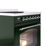 30'' Nostalgie II Series Freestanding Electric Induction Range - Emerald Green - Bronze trim