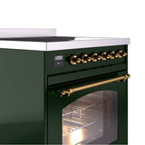 30'' Nostalgie II Series Freestanding Electric Induction Range - Emerald Green - Bronze trim