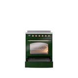 30'' Nostalgie II Series Freestanding Electric Induction Range - Emerald Green - Bronze trim