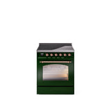 30'' Nostalgie II Series Freestanding Electric Induction Range - Emerald Green - Bronze trim
