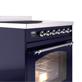 30'' Nostalgie II Series Freestanding Electric Induction Range - Midnight Blue - Bronze trim