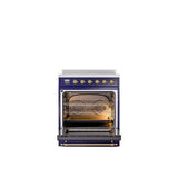 30'' Nostalgie II Series Freestanding Electric Induction Range - Midnight Blue - Bronze trim