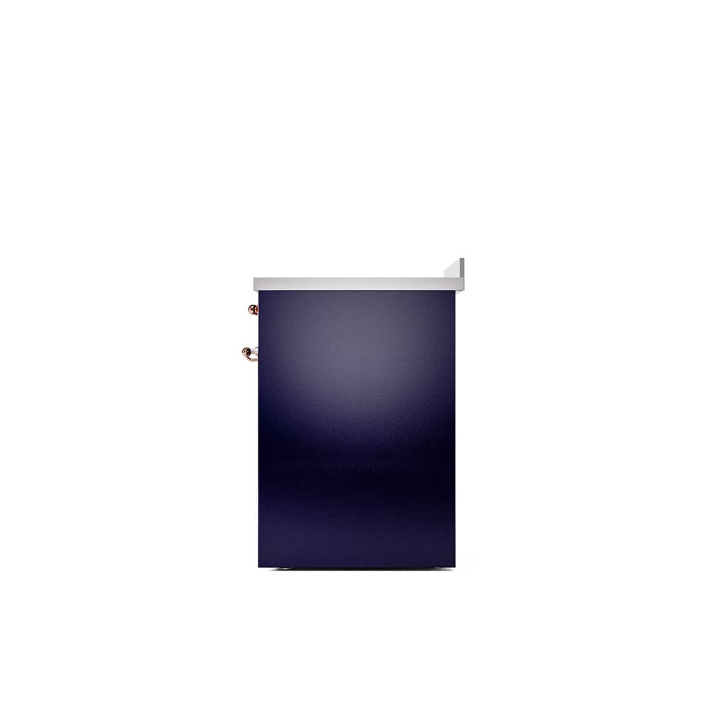 30'' Nostalgie II Series Freestanding Electric Induction Range - Midnight Blue - Bronze trim