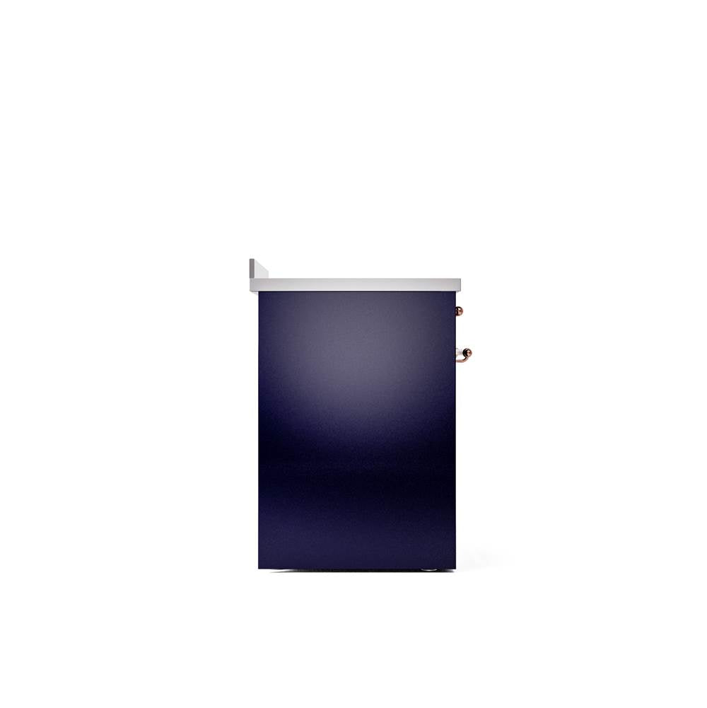 30'' Nostalgie II Series Freestanding Electric Induction Range - Midnight Blue - Bronze trim