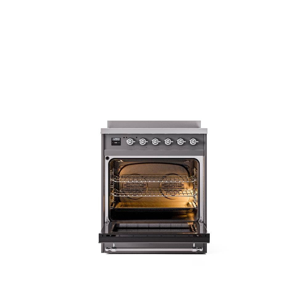 30'' Nostalgie II Series Freestanding Electric Induction Range - Matte Graphite - Bronze trim
