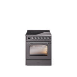 30'' Nostalgie II Series Freestanding Electric Induction Range - Matte Graphite - Bronze trim