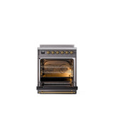 30'' Nostalgie II Series Freestanding Electric Induction Range - Matte Graphite - Bronze trim