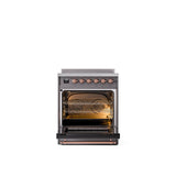 30'' Nostalgie II Series Freestanding Electric Induction Range - Matte Graphite - Bronze trim