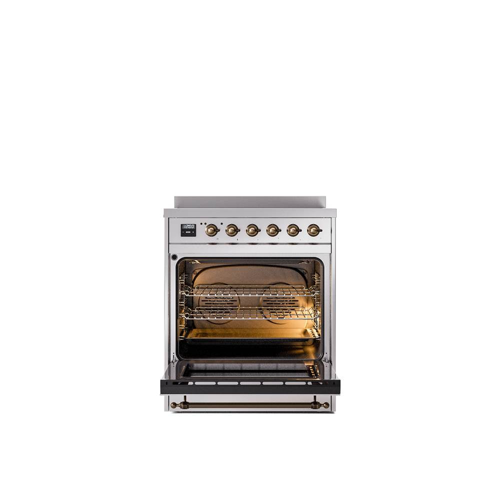 30'' Nostalgie II Series Freestanding Electric Induction Range - Stainless Steel - Bronze trim