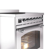 30'' Nostalgie II Series Freestanding Electric Induction Range - Stainless Steel - Bronze trim