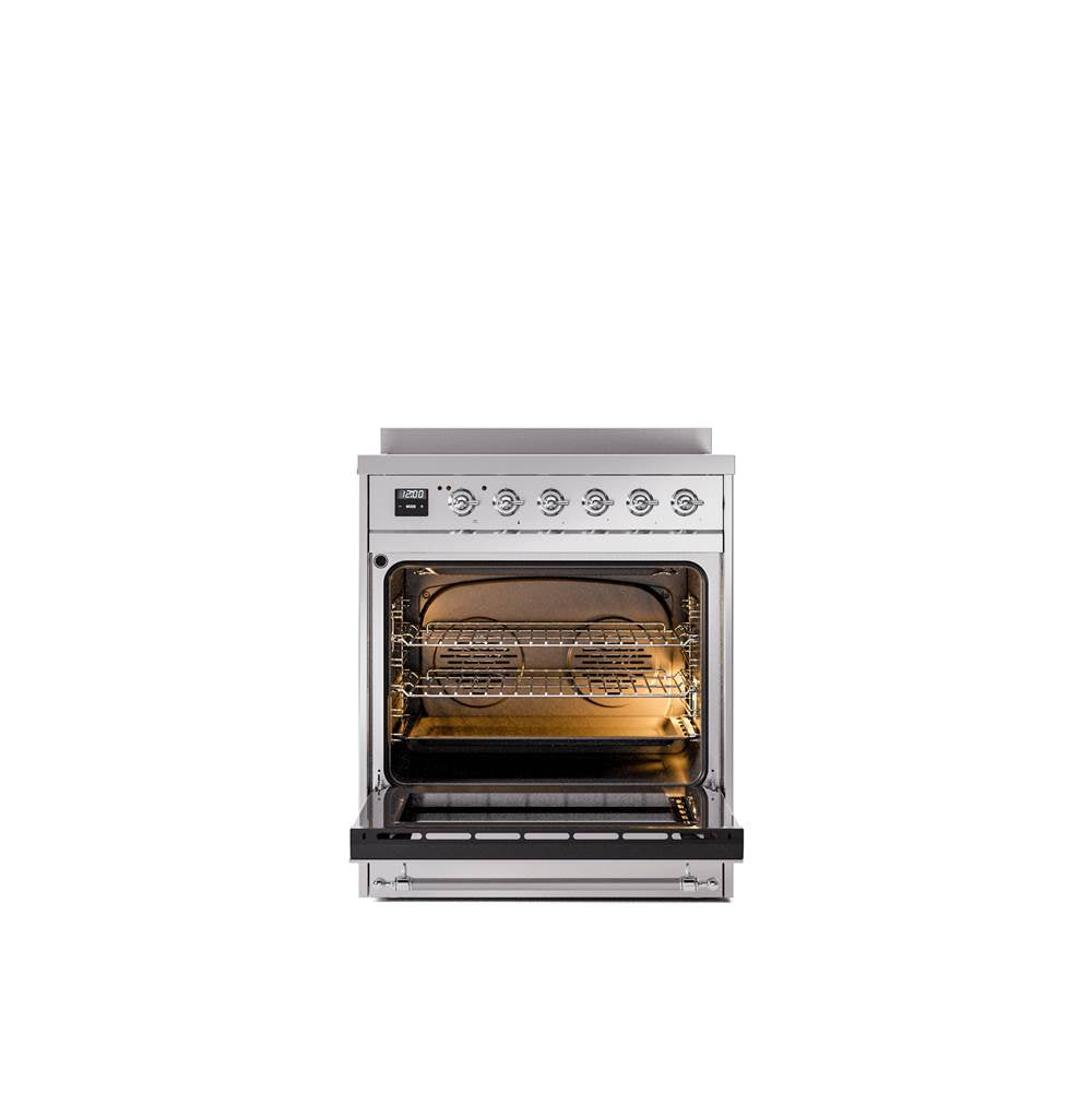 30'' Nostalgie II Series Freestanding Electric Induction Range - Stainless Steel - Bronze trim