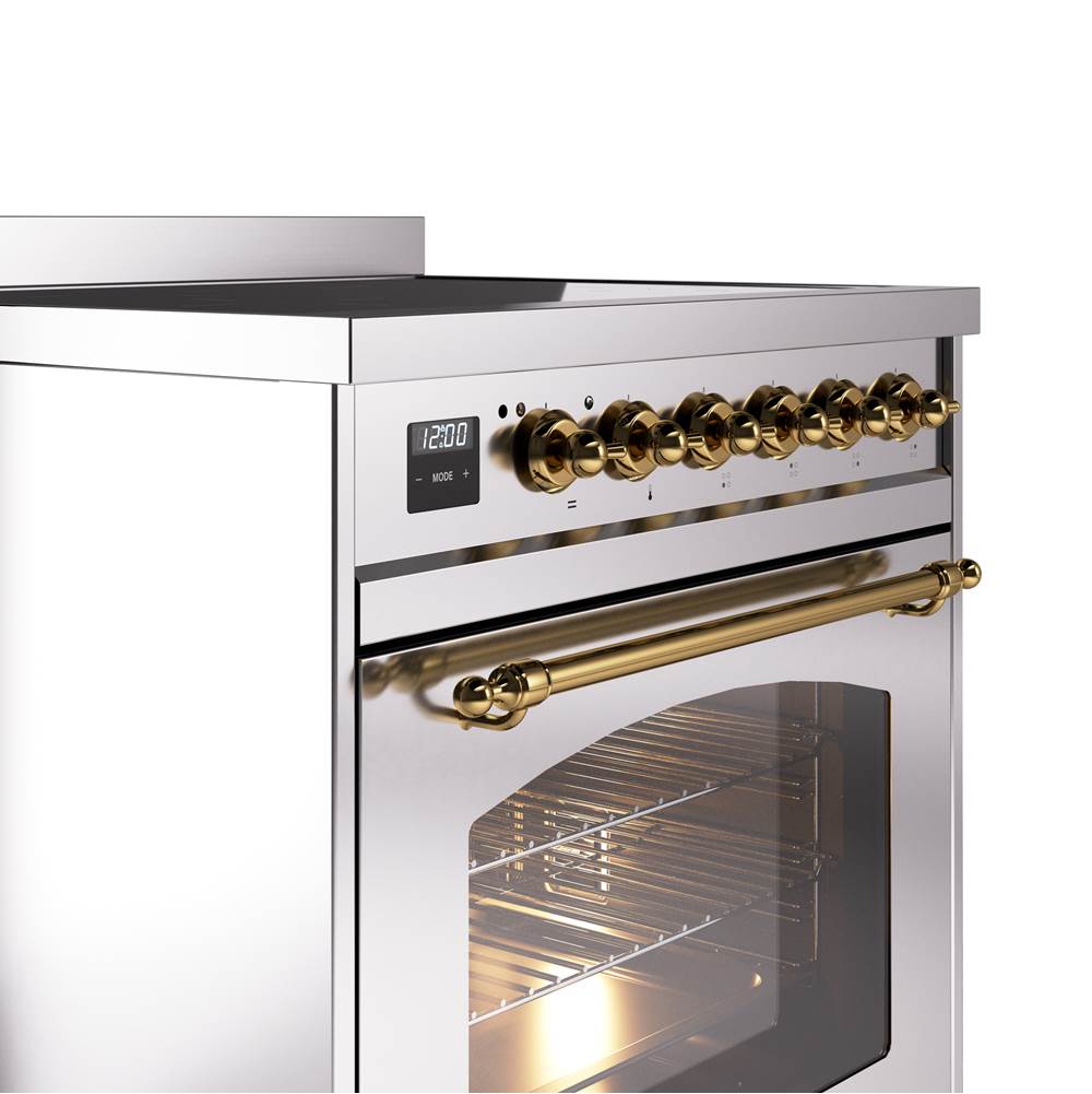 30'' Nostalgie II Series Freestanding Electric Induction Range - Stainless Steel - Bronze trim
