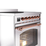 30'' Nostalgie II Series Freestanding Electric Induction Range - Stainless Steel - Bronze trim