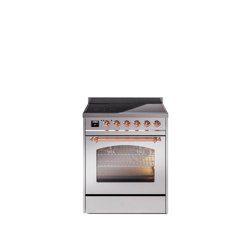 30'' Nostalgie II Series Freestanding Electric Induction Range - Stainless Steel - Bronze trim