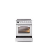 30'' Nostalgie II Series Freestanding Electric Induction Range - White - Bronze trim
