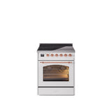 30'' Nostalgie II Series Freestanding Electric Induction Range - White - Bronze trim
