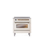 ILVE - 36'' Nostalgie II Series Freestanding Electric Induction Range - Antique White - Bronze trim - Bronze