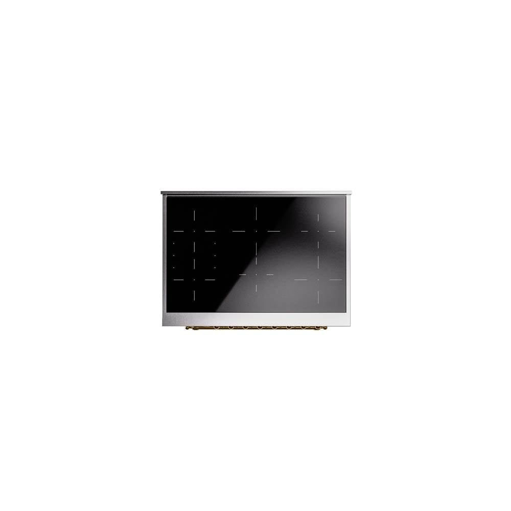36'' Nostalgie II Series Freestanding Electric Induction Range - Antique White - Bronze trim