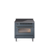 36'' Nostalgie II Series Freestanding Electric Induction Range - Blue Grey - Bronze trim