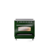 36'' Nostalgie II Series Freestanding Electric Induction Range - Emerald Green - Bronze trim