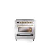 36'' Nostalgie II Series Freestanding Electric Induction Range - Stainless Steel - Bronze trim