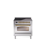 36'' Nostalgie II Series Freestanding Electric Induction Range - Stainless Steel - Bronze trim