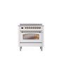 ILVE - 36'' Nostalgie II Series Freestanding Electric Induction Range - White - Bronze trim - Bronze