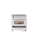 36'' Nostalgie II Series Freestanding Electric Induction Range - White - Bronze trim