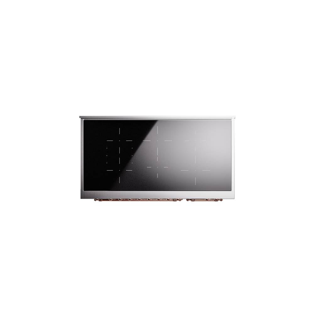 48'' Nostalgie II Series Freestanding Electric Induction Range - Double Oven - Glossy Black - Bronze trim