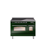 48'' Nostalgie II Series Freestanding Electric Induction Range - Double Oven - Emerald Green - Bronze trim