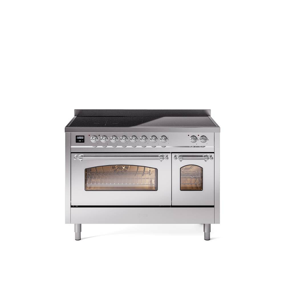 48'' Nostalgie II Series Freestanding Electric Induction Range - Double Oven - Stainless Steel - Bronze trim