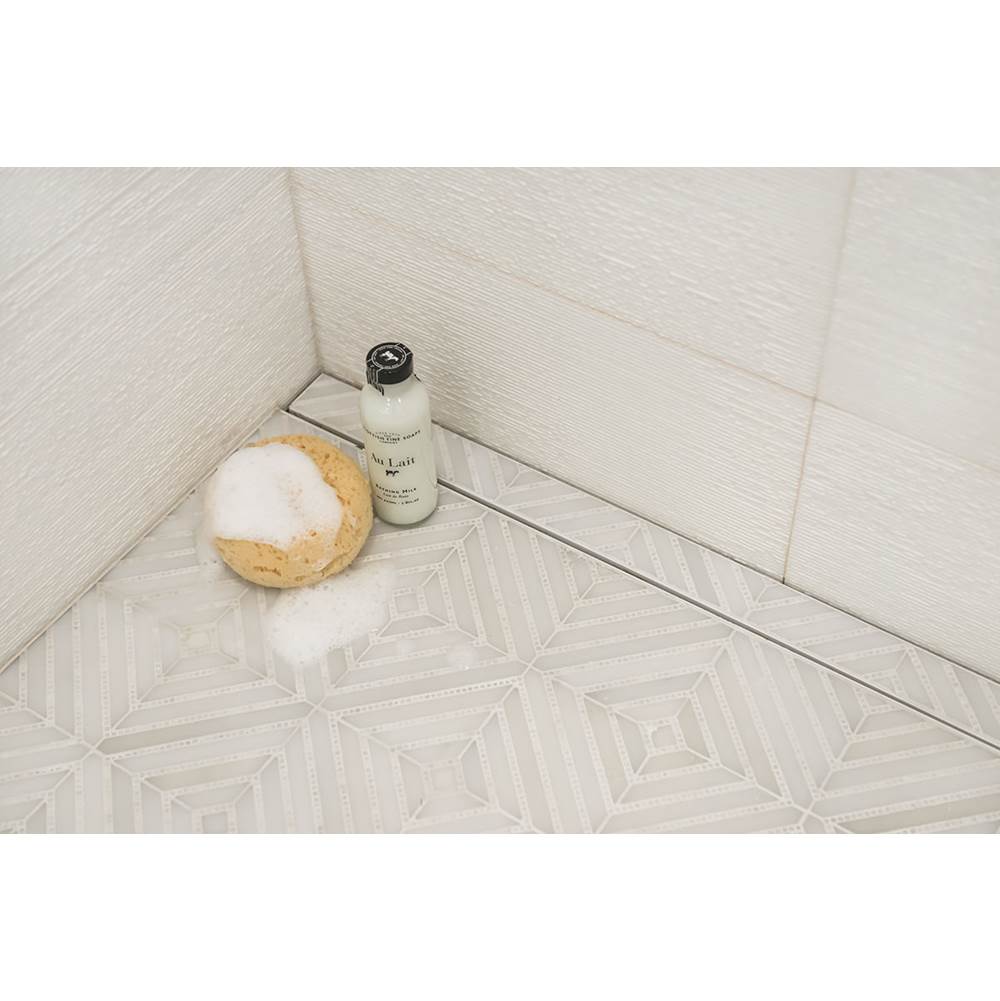 60'' S-Stainless Steel Series High Flow Complete Kit with Tile Insert Frame in Matte Black with Cast Iron Drain Body, 3'' No Hub Outlet
