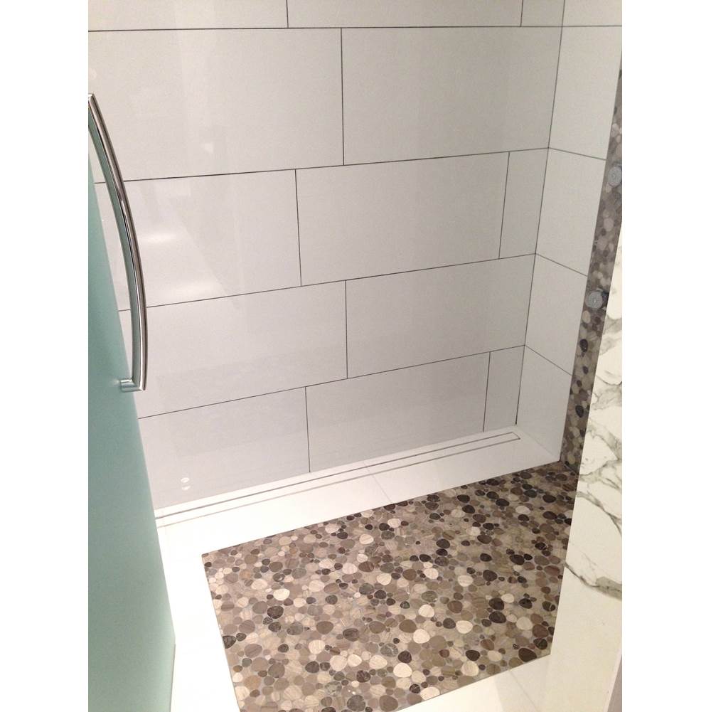 48'' S-Stainless Steel Series Complete Kit with Tile Insert Frame in Matte Black