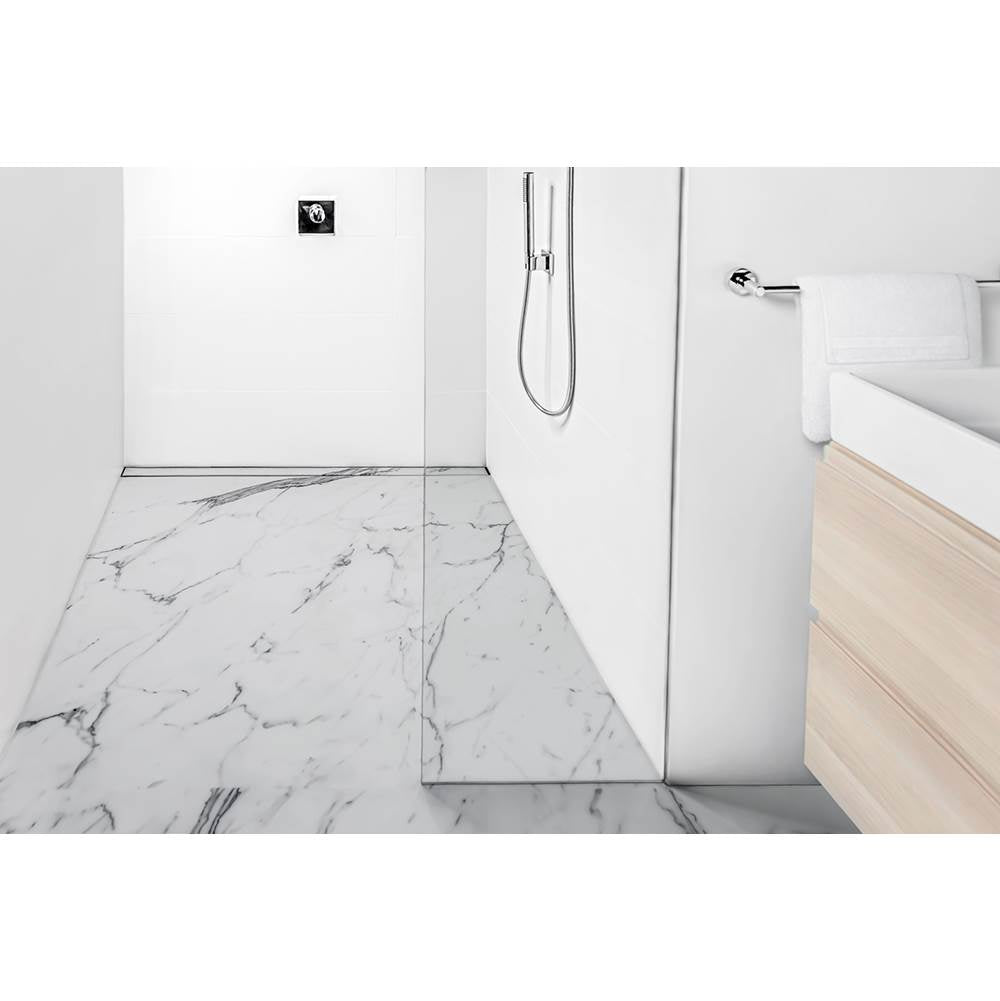 60'' S-Stainless Steel Series High Flow Complete Kit with Tile Insert Frame in Matte Black with ABS Drain Body, 3'' Outlet