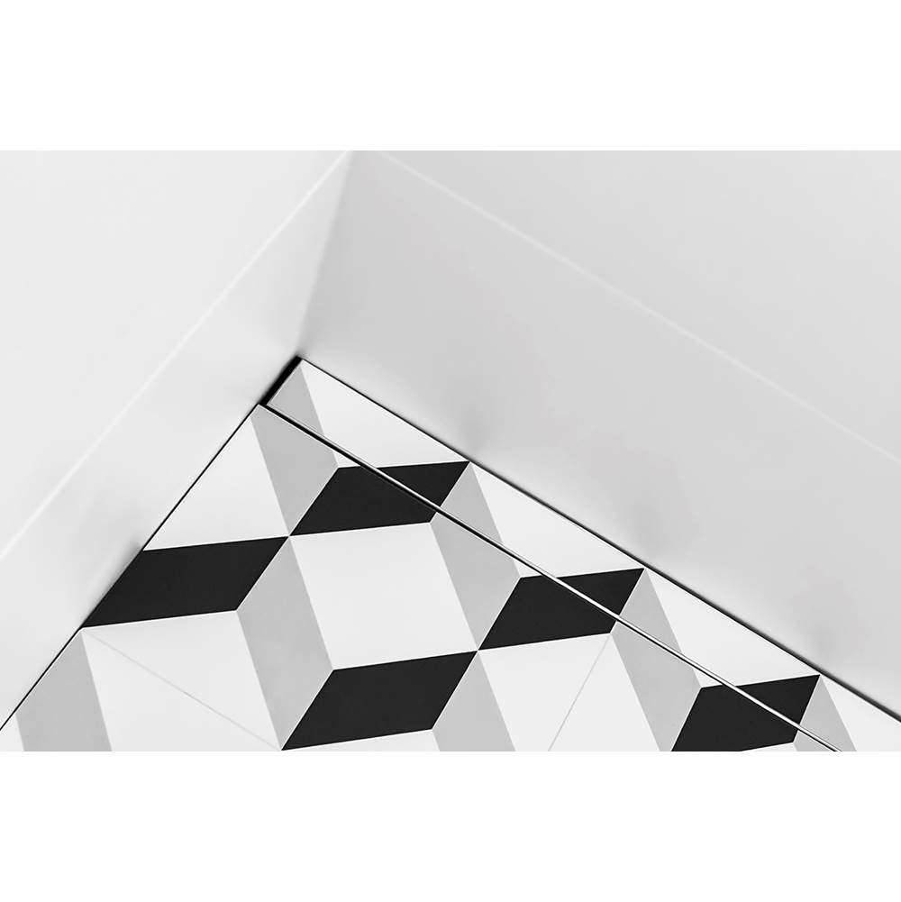 48'' S-Stainless Steel Series High Flow Complete Kit with Tile Insert Frame in Matte Black with Cast Iron Drain Body, 3'' No Hub Outlet